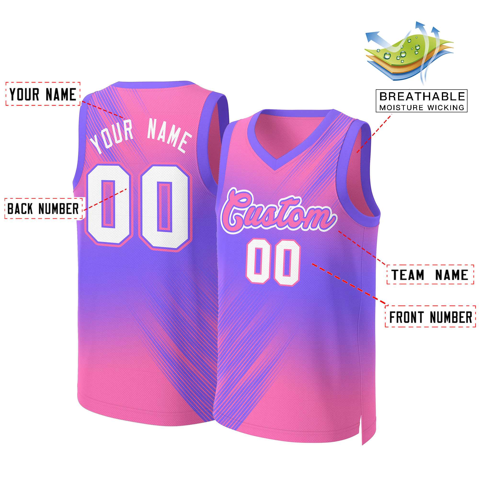 KXK Pink Basketball Jersey, Blue and Black Jersey - KXKSHOP