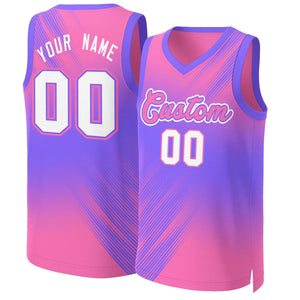 Custom Pink Pink-Purple Gradient Fashion Tops Slash Basketball Jersey