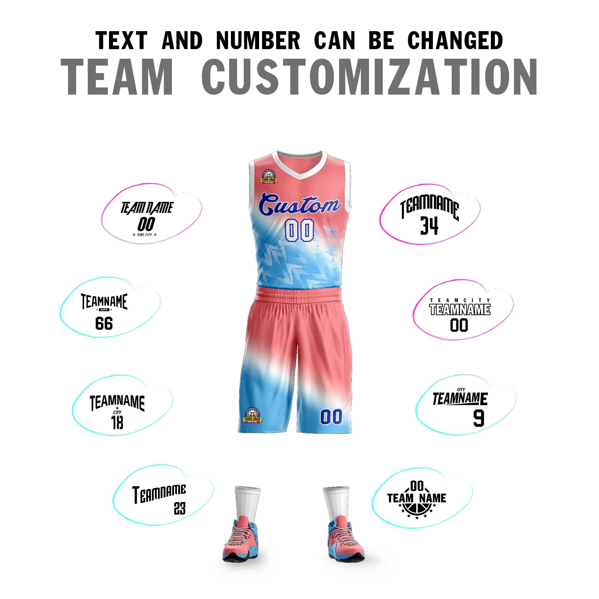 Custom Red Blue-Royal Gradient Fashion Sets Slash Basketball Jersey