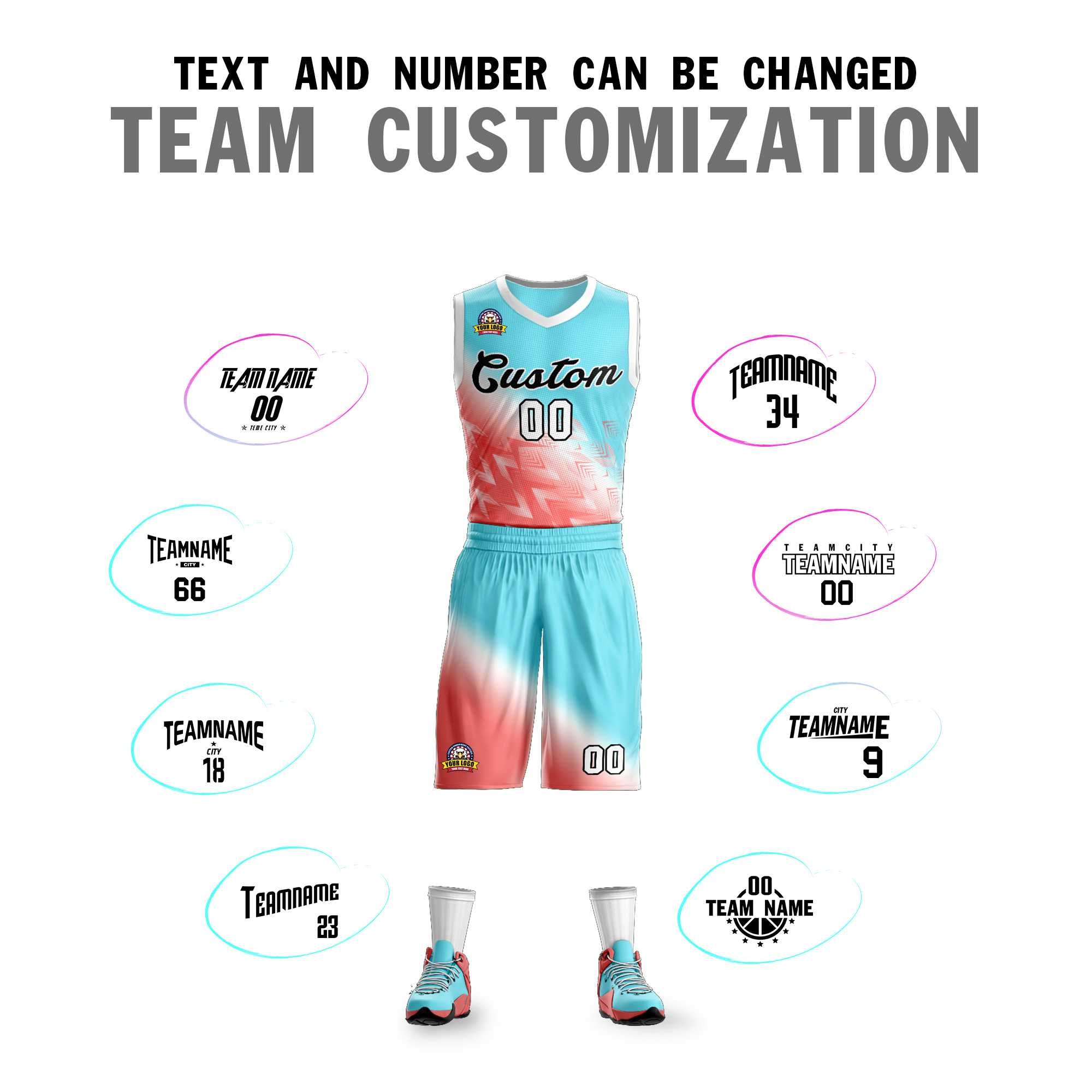 Custom Aqua Red-Black Gradient Fashion Sets Slash Basketball Jersey