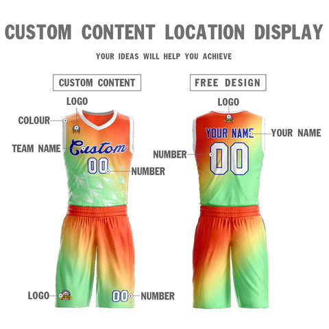 Custom Orange Green-Royal Gradient Fashion Sets Slash Basketball Jersey