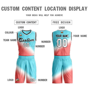 Custom Aqua Red-Black Gradient Fashion Sets Slash Basketball Jersey