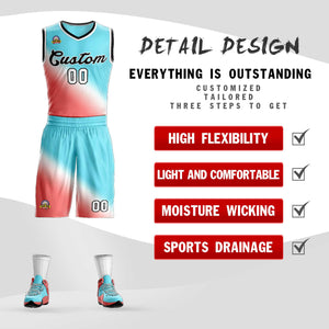 Custom Aqua Red-Black Gradient Fashion Sets Slash Basketball Jersey