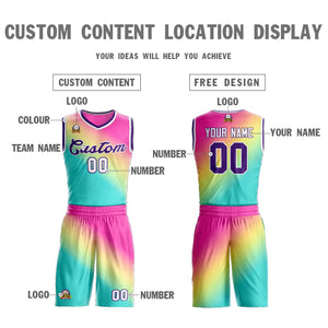 Custom Red Green-Purple Gradient Fashion Sets Slash Basketball Jersey