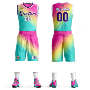 Custom Red Green-Purple Gradient Fashion Sets Slash Basketball Jersey