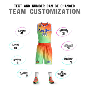 La mode personnalisée Orange vert-Royal dégradé définit le maillot de basket-ball Slash