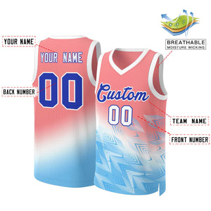 Custom Red Blue-Royal Gradient Fashion Tops Slash Basketball Jersey