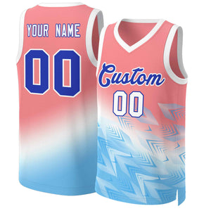 Custom Red Blue-Royal Gradient Fashion Tops Slash Basketball Jersey