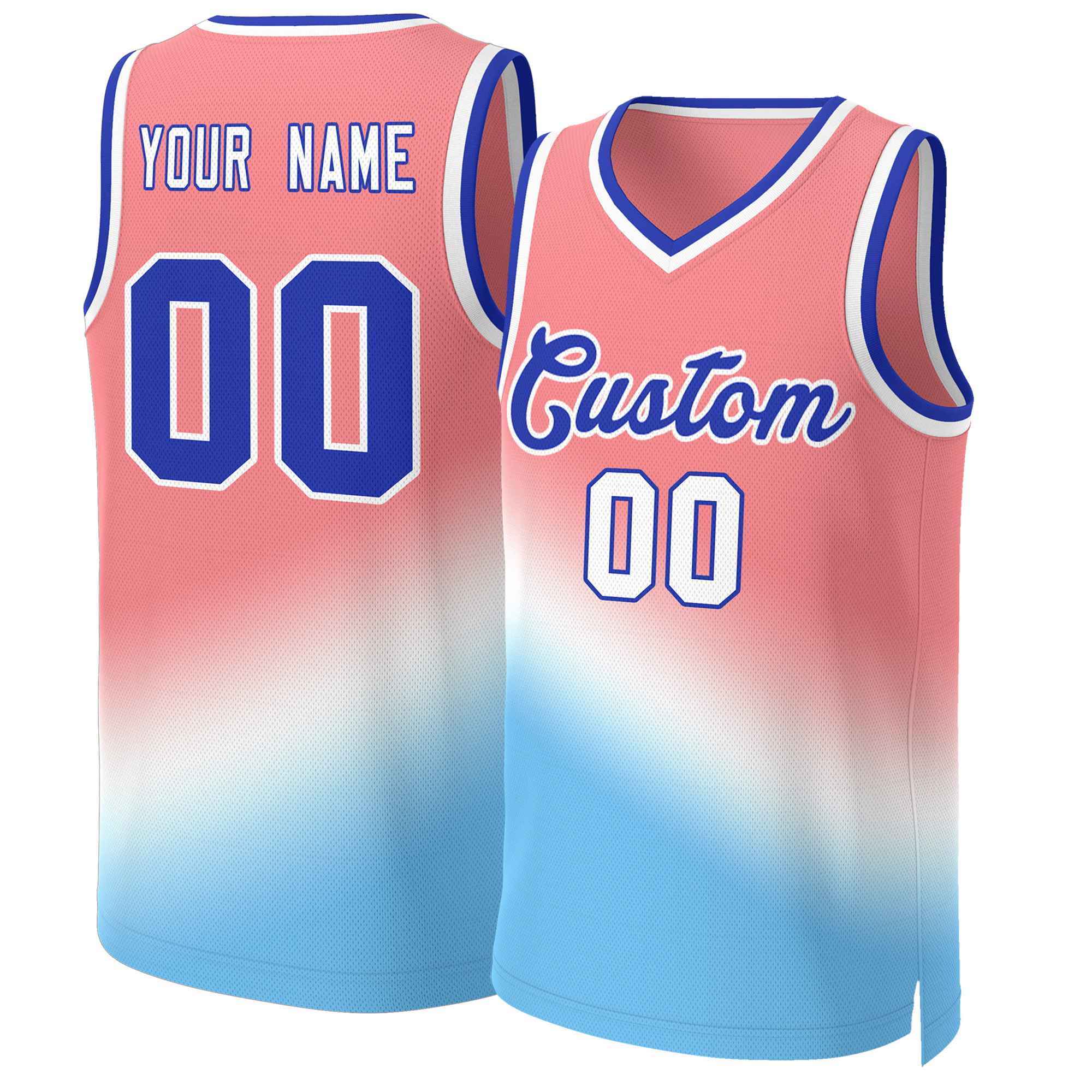 Custom Red Blue-Royal Gradient Fashion Tops Slash Basketball Jersey