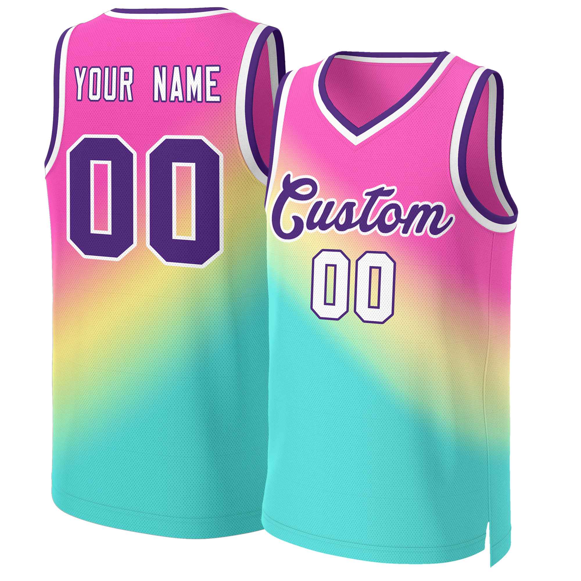 Custom Red Green-Purple Gradient Fashion Tops Slash Basketball Jersey