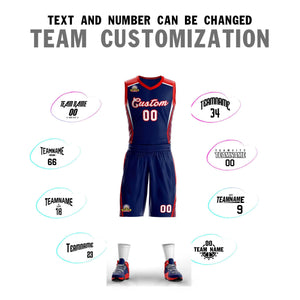 Custom Navy White-Red Classic Sets Mesh Basketball Jersey