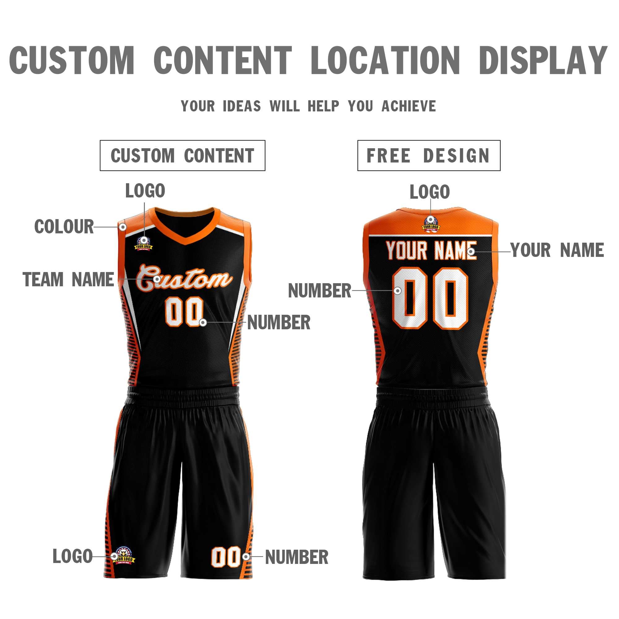 Custom Black White-Orange Classic Sets Mesh Basketball Jersey