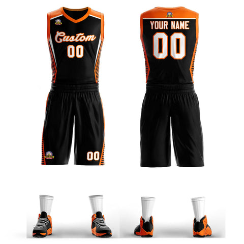 Custom Black White-Orange Classic Sets Mesh Basketball Jersey