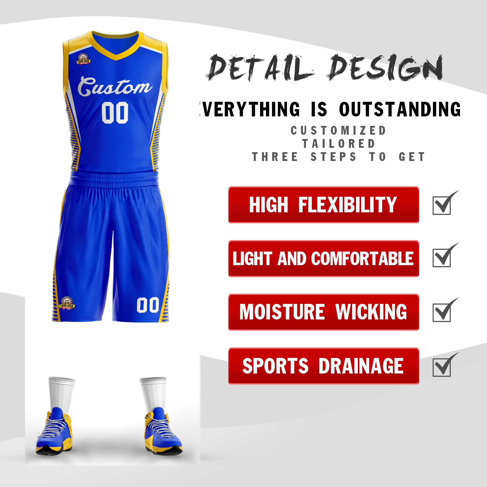 Custom Royal White Classic Sets Mesh Basketball Jersey