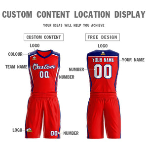 Custom Red White-Navy Classic Sets Mesh Basketball Jersey