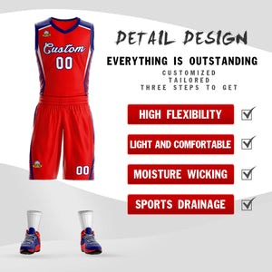 Custom Red White-Navy Classic Sets Mesh Basketball Jersey