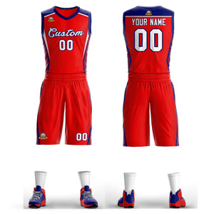 Custom Red White-Navy Classic Sets Mesh Basketball Jersey