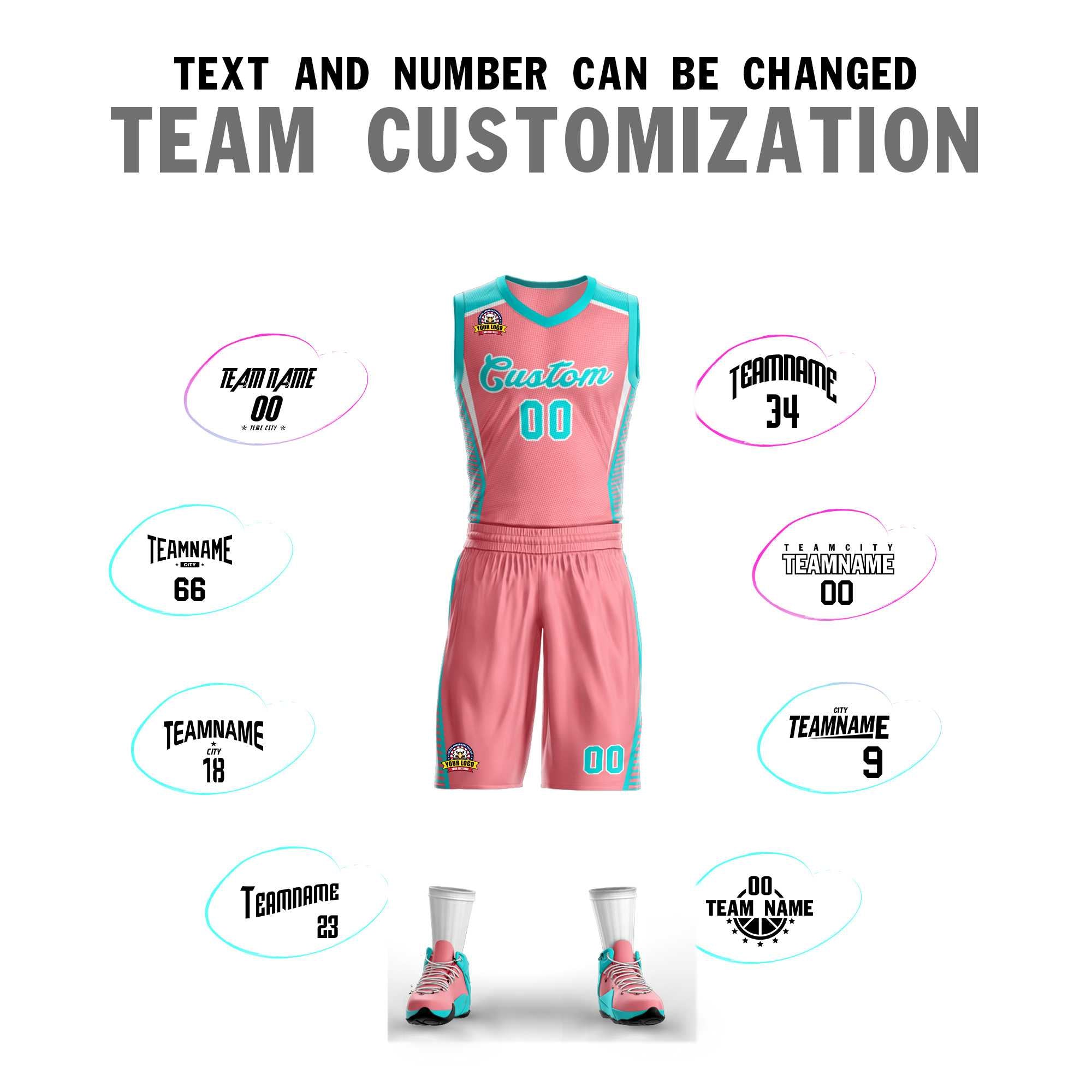 Custom Light Pink Aqua-White Classic Sets Mesh Basketball Jersey