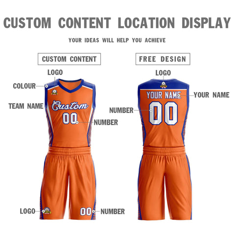 Custom Orange White-Royal Classic Sets Mesh Basketball Jersey