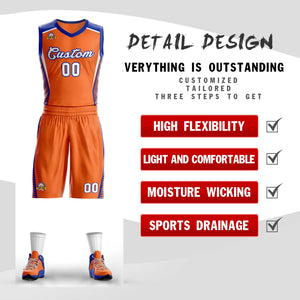 Custom Orange White-Royal Classic Sets Mesh Basketball Jersey