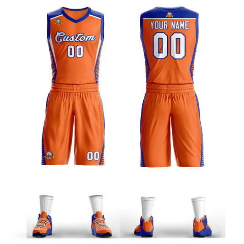 Custom Orange White-Royal Classic Sets Mesh Basketball Jersey
