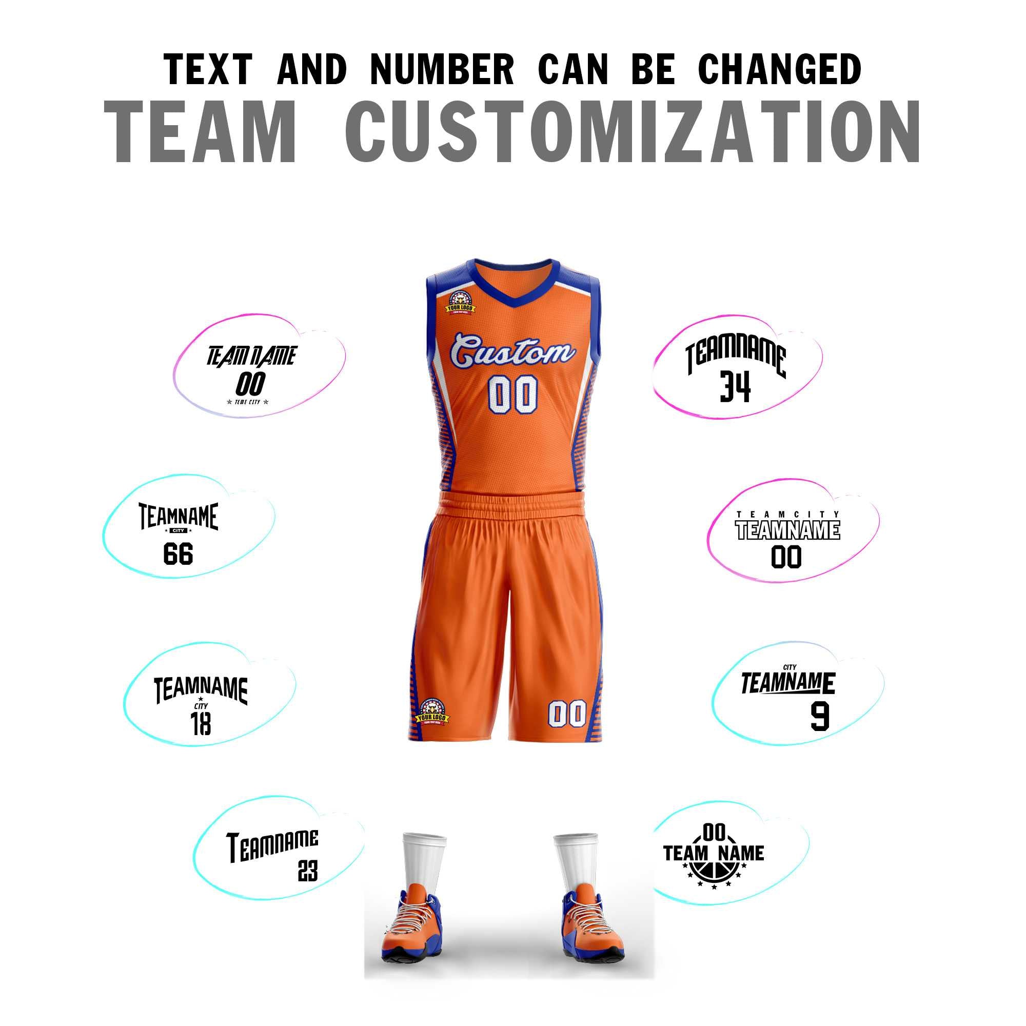 Custom Orange White-Royal Classic Sets Mesh Basketball Jersey