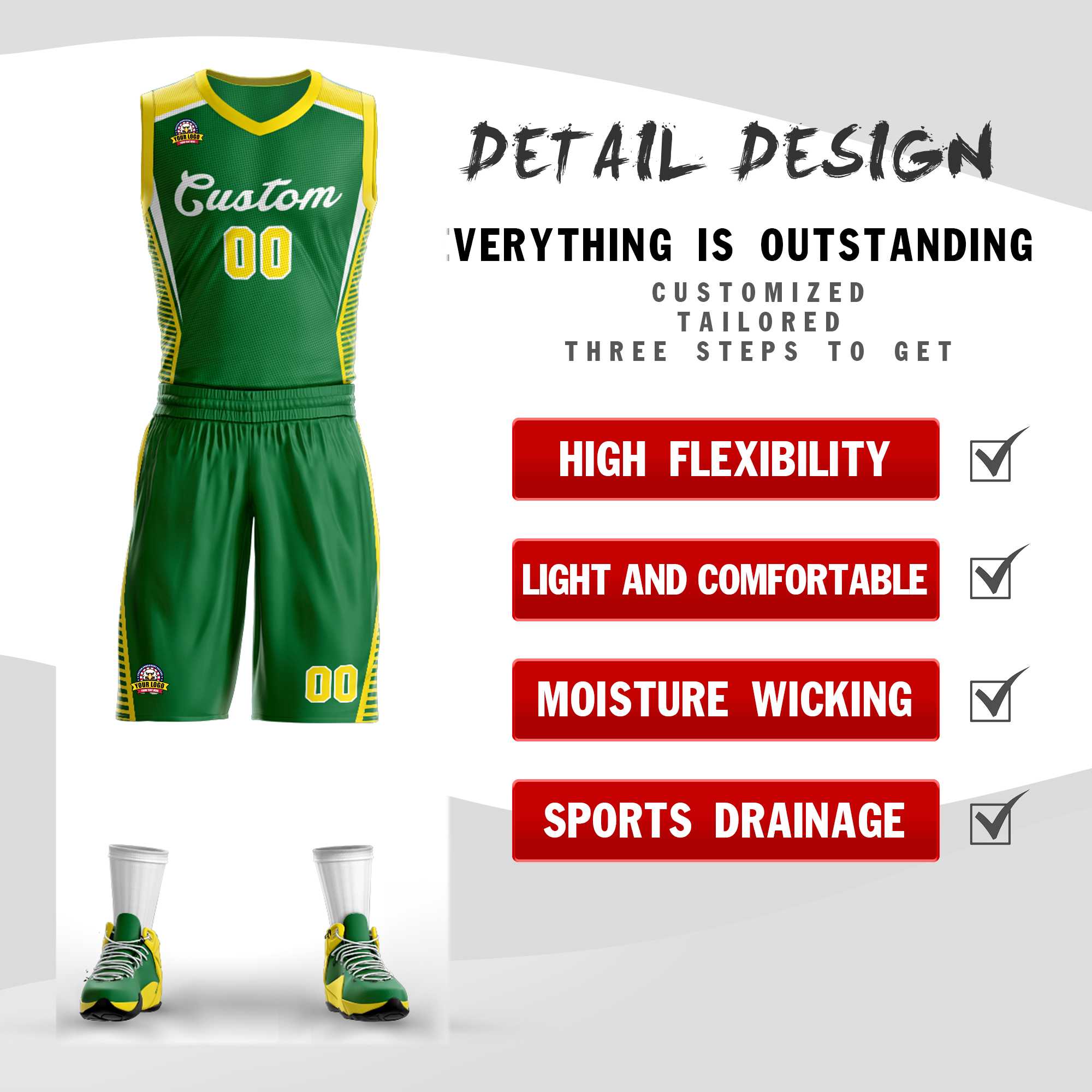 Custom Kelly Green White Classic Sets Mesh Basketball Jersey