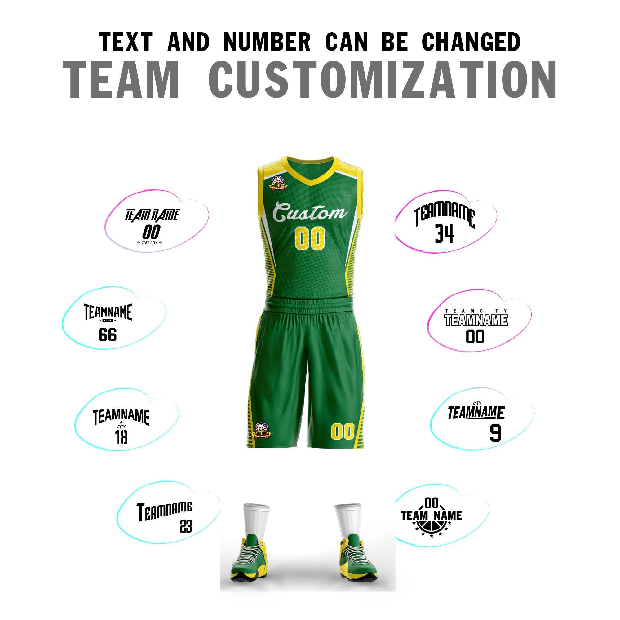 Custom Kelly Green White Classic Sets Mesh Basketball Jersey