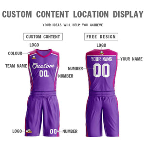 Maillot de basket-ball en maille violet violet personnalisé, ensembles classiques