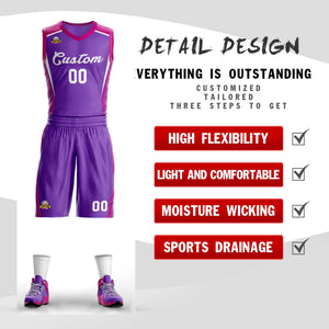 Maillot de basket-ball en maille violet violet personnalisé, ensembles classiques