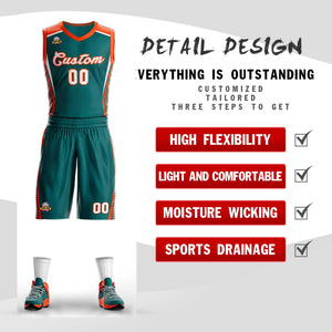 Custom Aqua White-Orange Classic Sets Mesh Basketball Jersey