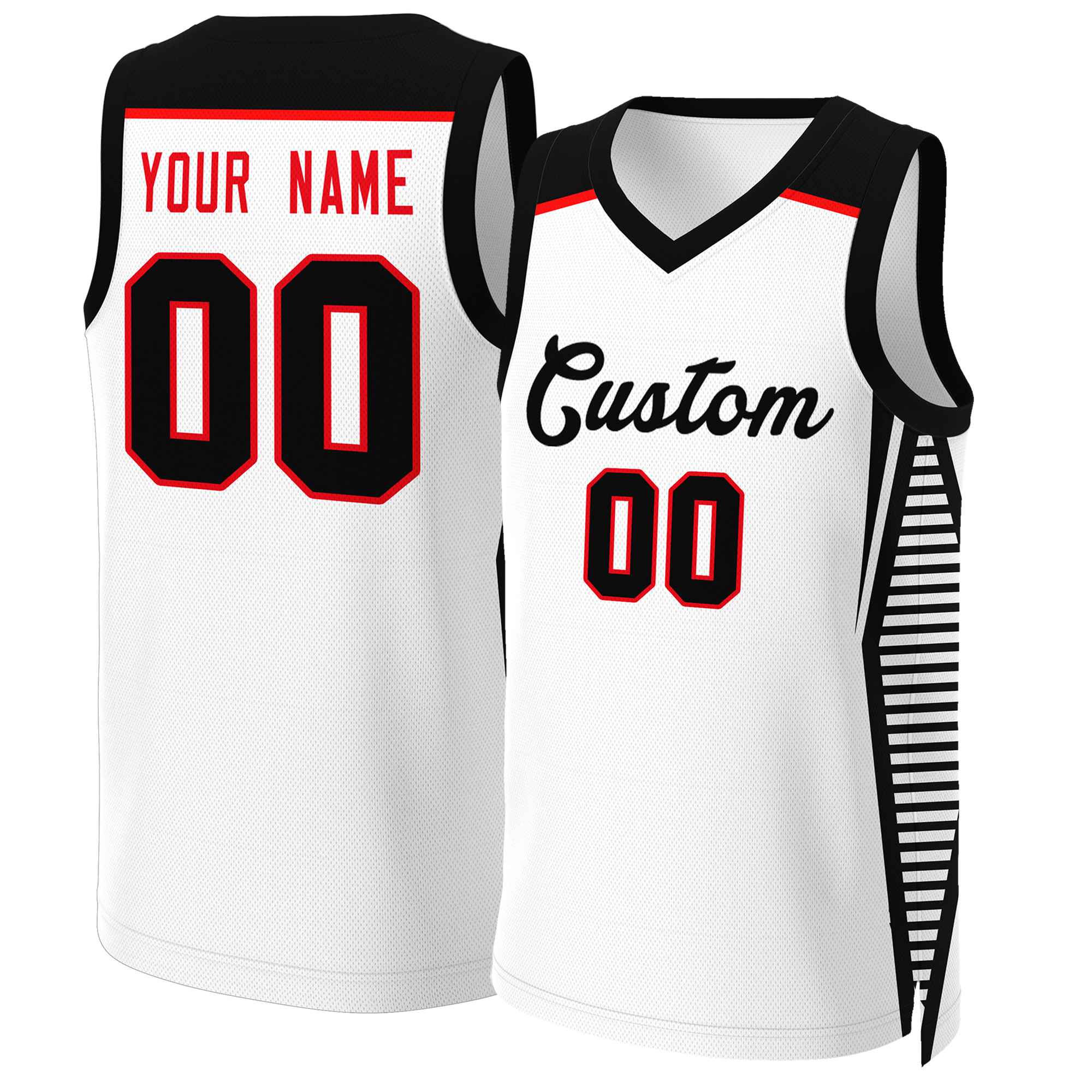 Custom White Black Classic Tops Mesh Basketball Jersey