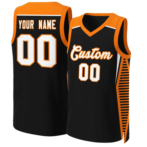 Custom Black White-Orange Classic Tops Mesh Basketball Jersey