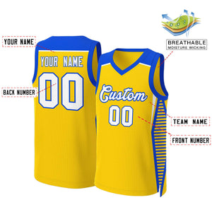 Custom Gold White-Royal Classic Tops Mesh Basketball Jersey