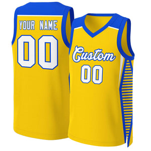 Custom Gold White-Royal Classic Tops Mesh Basketball Jersey