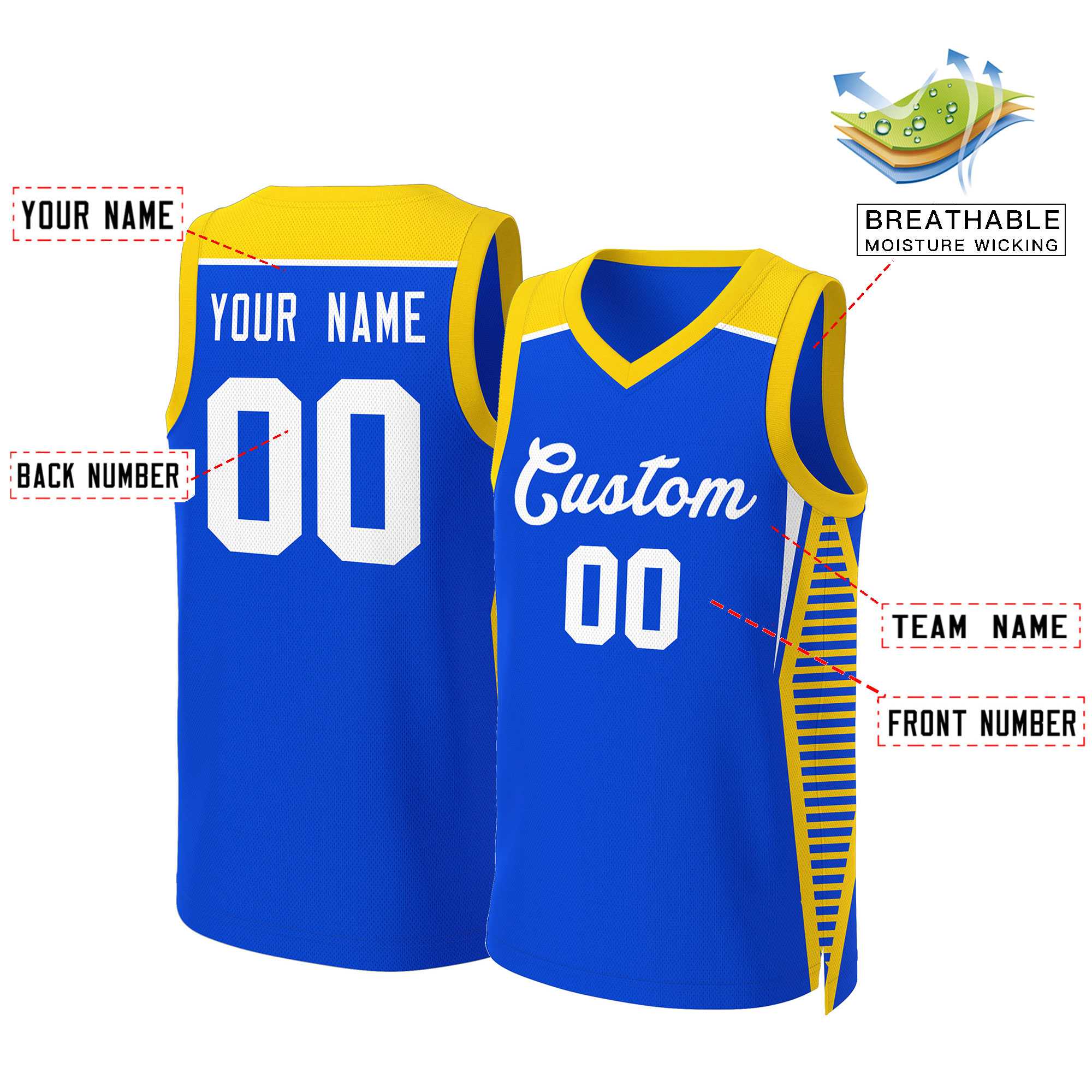 Maillot de basket-ball en maille personnalisé Royal White Classic Tops