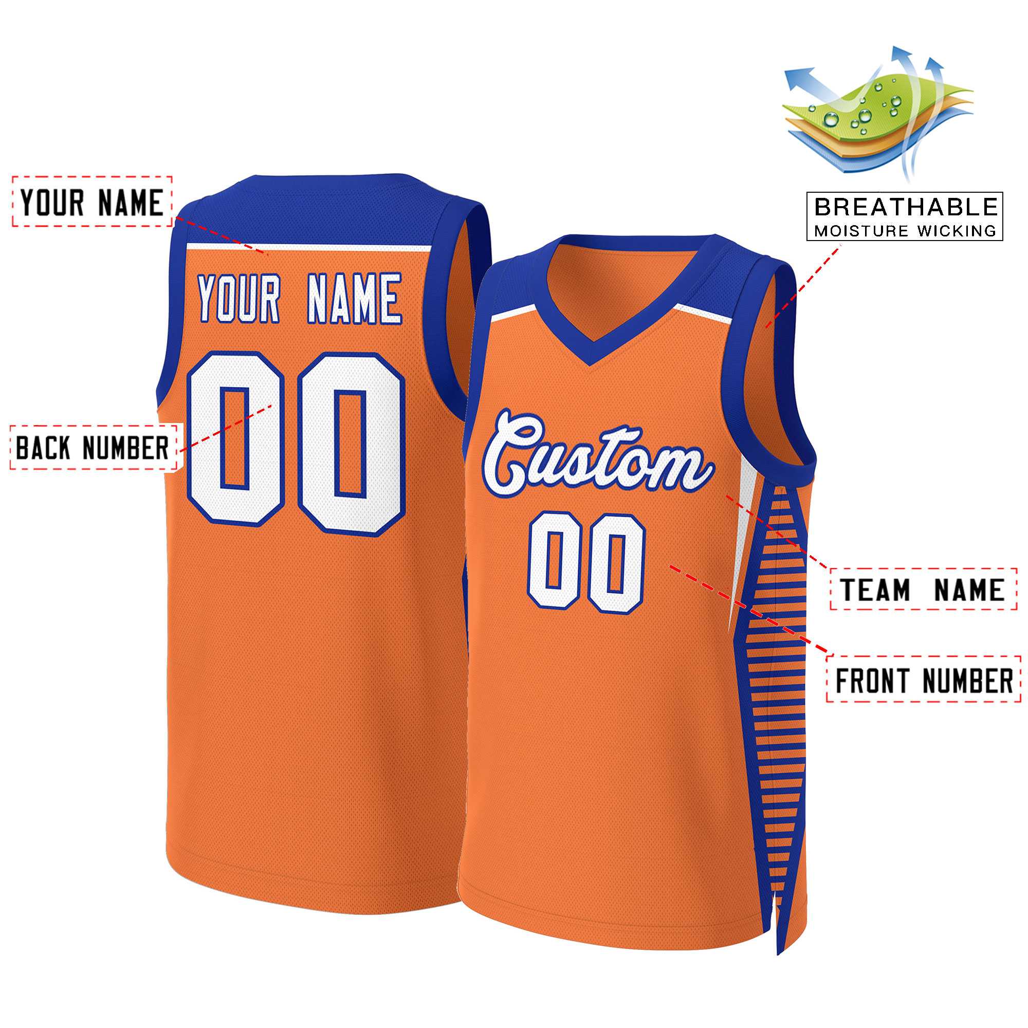 KXK Custom White Orange Double Side Sets Basketball Jersey