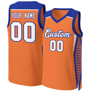 Custom Orange White-Royal Classic Tops Mesh Basketball Jersey