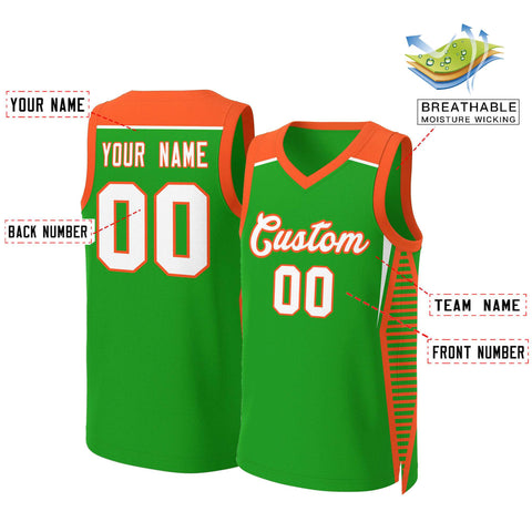 Custom Green Green-Orange Classic Tops Mesh Basketball Jersey