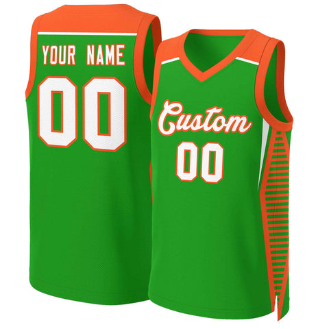 Custom Green Green-Orange Classic Tops Mesh Basketball Jersey