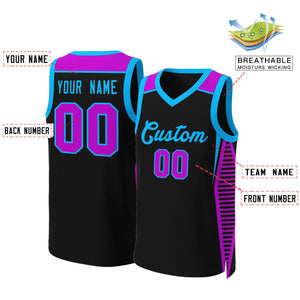 Custom Black Powder Blue Classic Tops Mesh Basketball Jersey