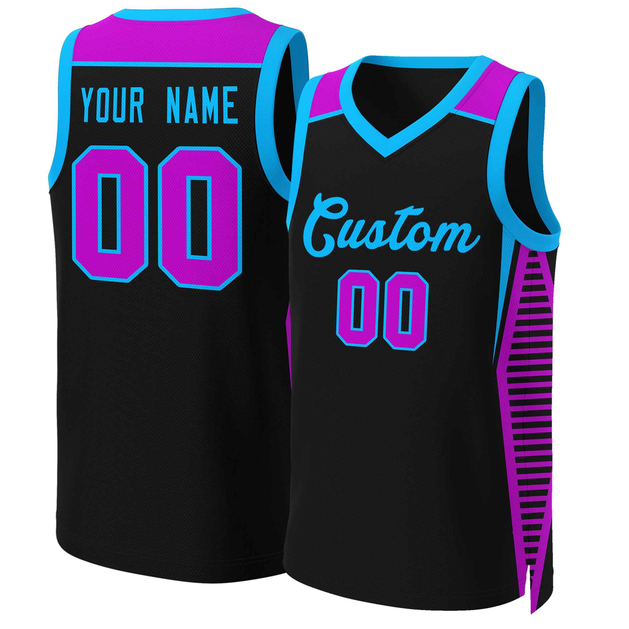 Custom Black Powder Blue Classic Tops Mesh Basketball Jersey