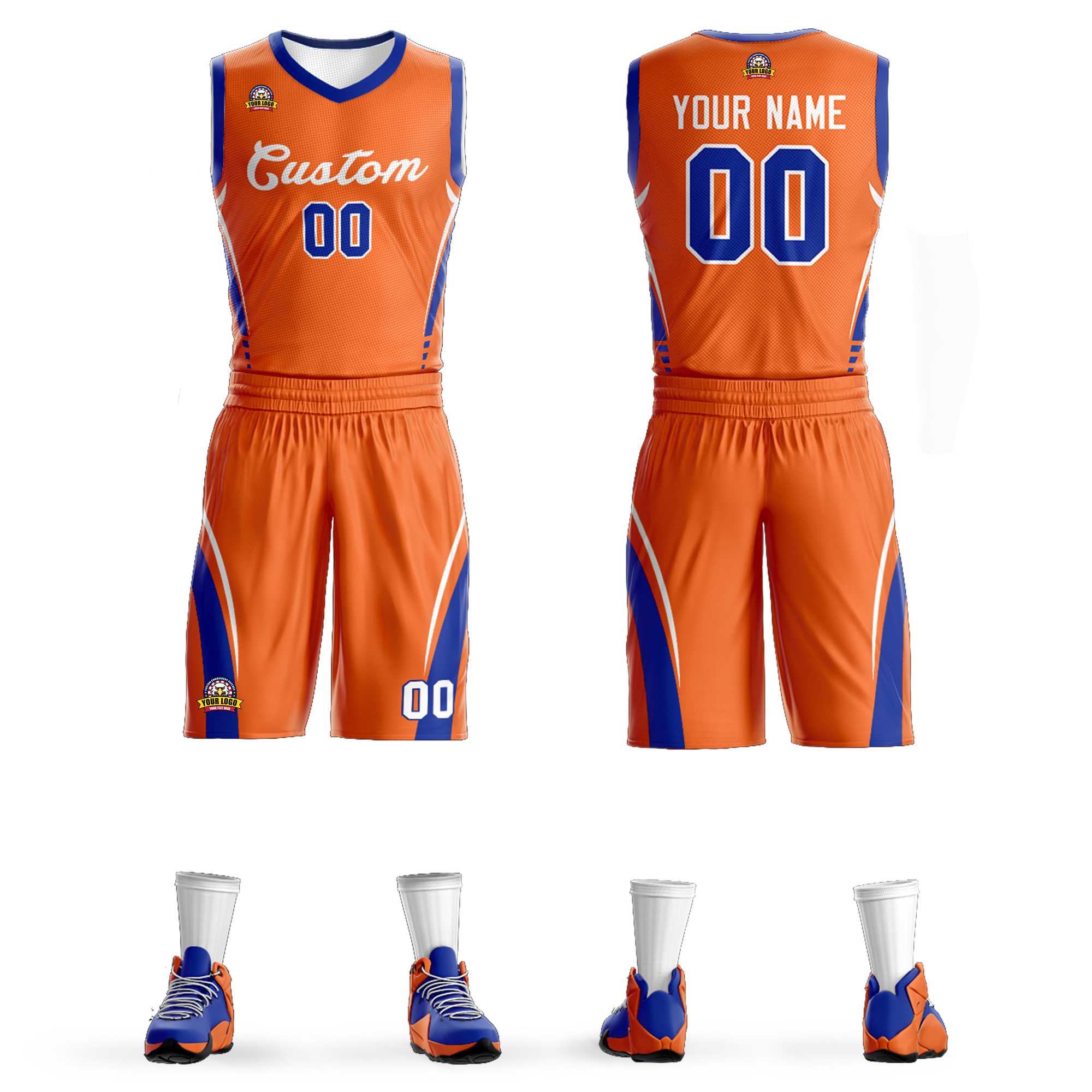 Custom Orange White Classic Sets Mesh Basketball Jersey