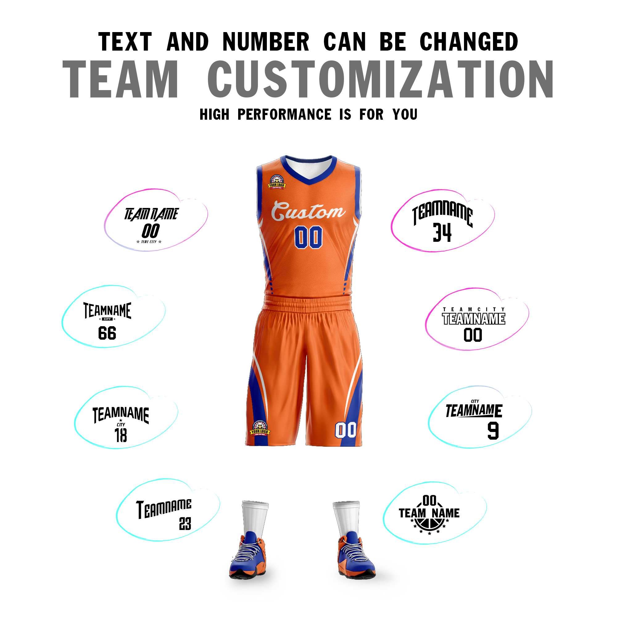 Custom Orange White Classic Sets Mesh Basketball Jersey