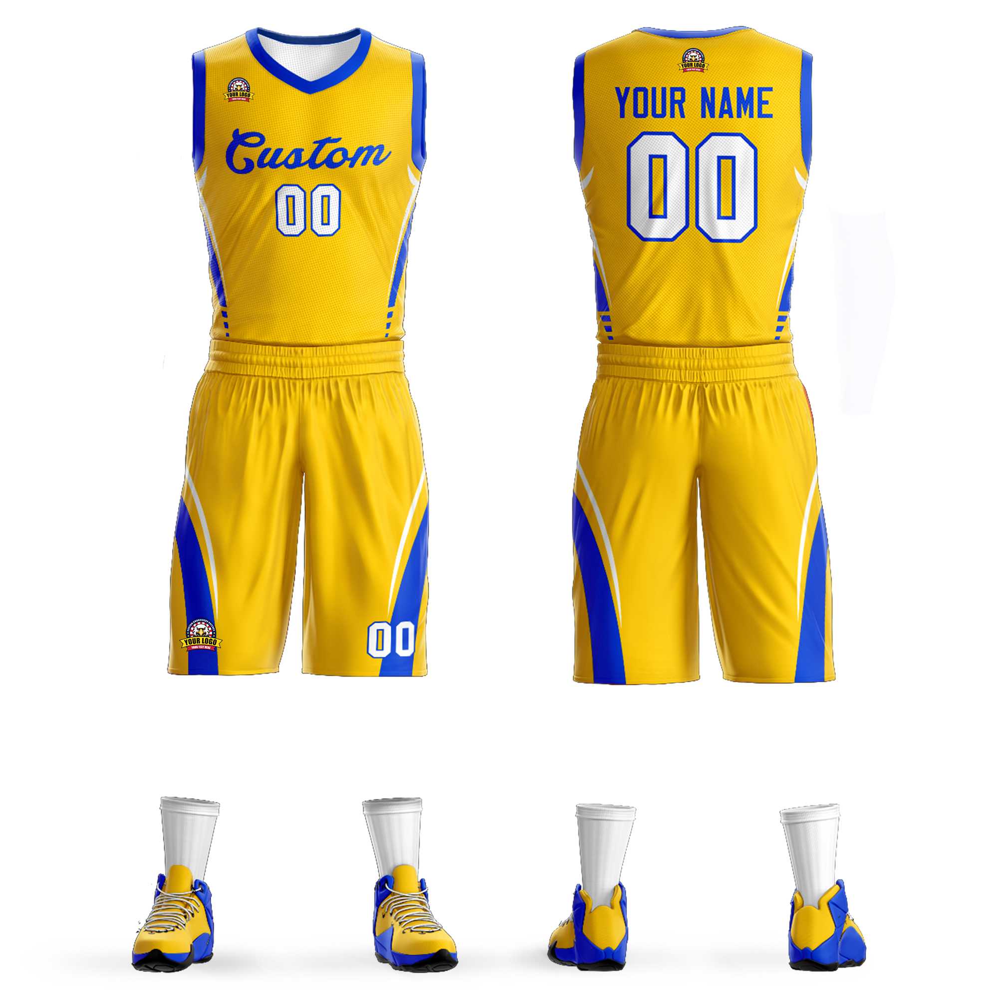 Custom Gold Royal Classic Sets Mesh Basketball Jersey