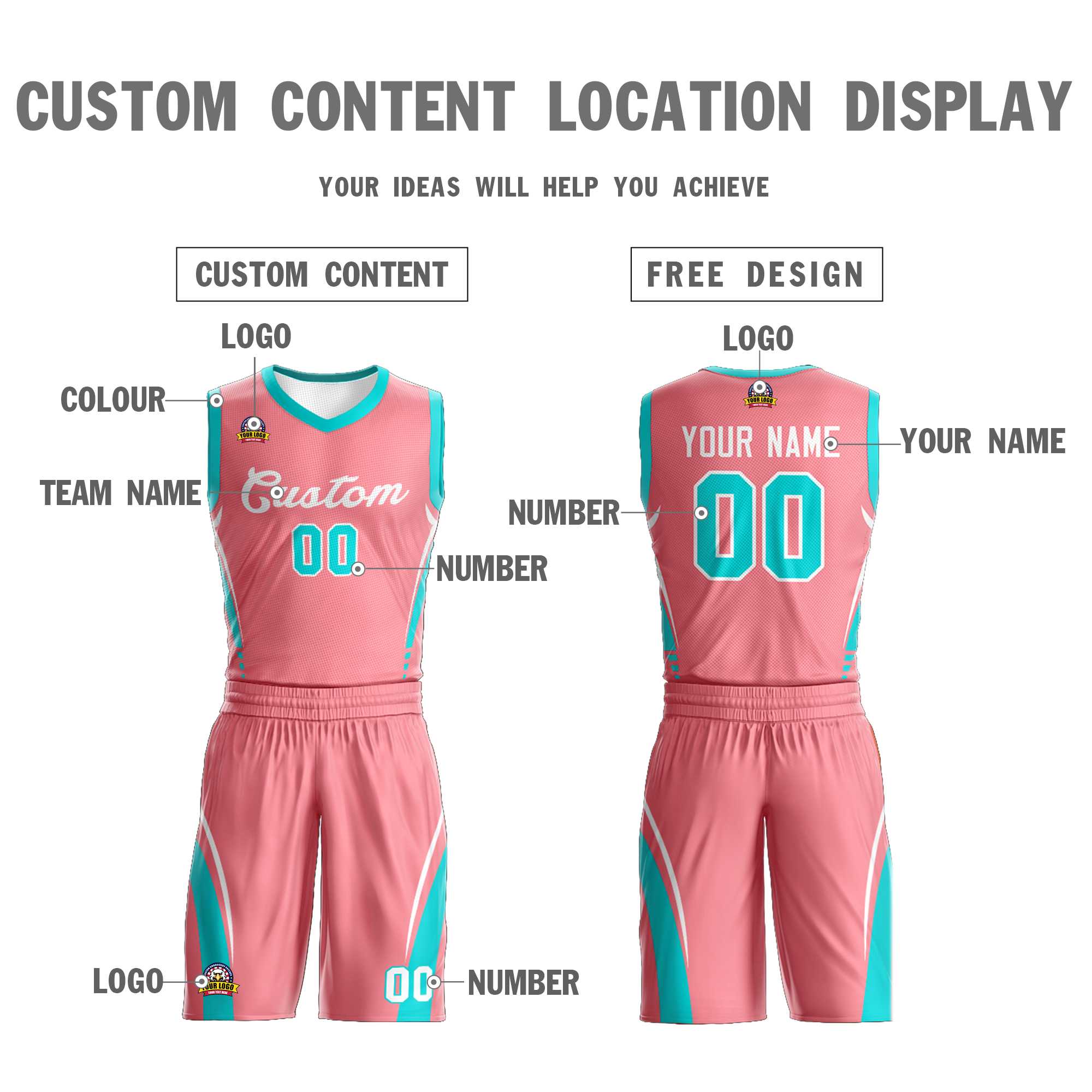 Custom Light Pink White Classic Sets Mesh Basketball Jersey