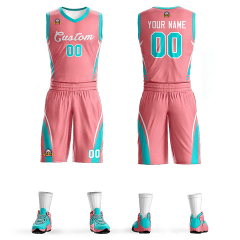 Custom Light Pink White Classic Sets Mesh Basketball Jersey