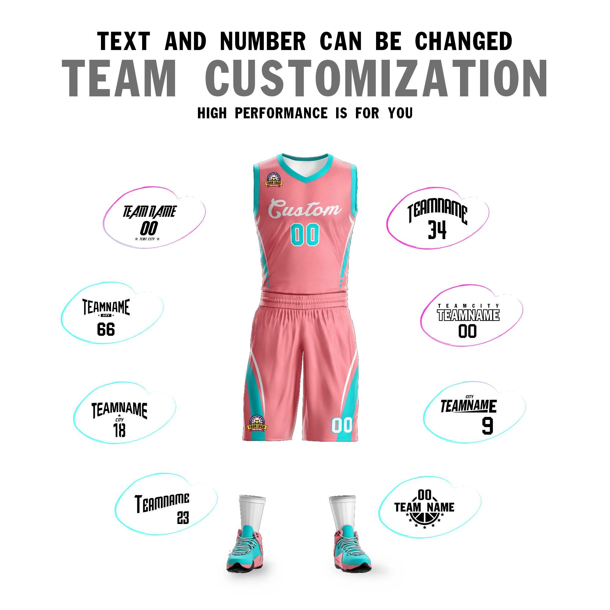 Custom Light Pink White Classic Sets Mesh Basketball Jersey