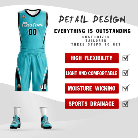 Custom Aqua White Classic Sets Mesh Basketball Jersey