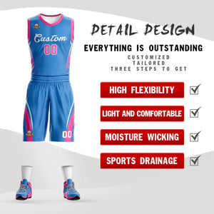 Custom Powder Blue White Classic Sets Mesh Basketball Jersey